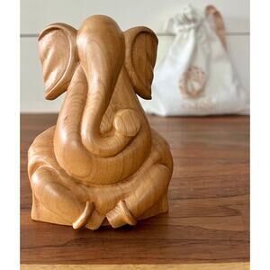 Odisri Hand Carved Ganesha  Sculpture - 5.5 Inch Cherry Wood